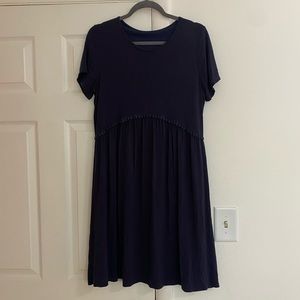 PinkBlush Navy Maternity Crochet Trim Shift Dress